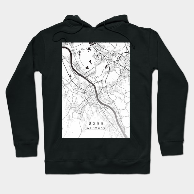 Bonn Germany City Map Hoodie by Robin-Niemczyk